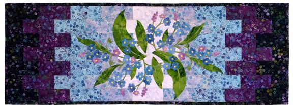 forget me not applique table runner laser-cut