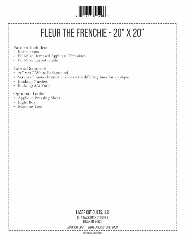 Fleur the Frenchie Pattern