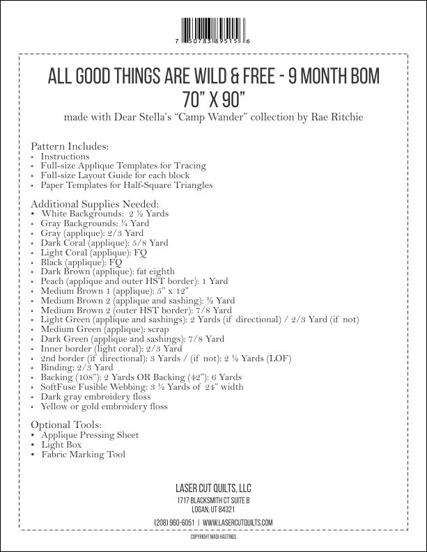 All Good Things are Wild and Free Pattern