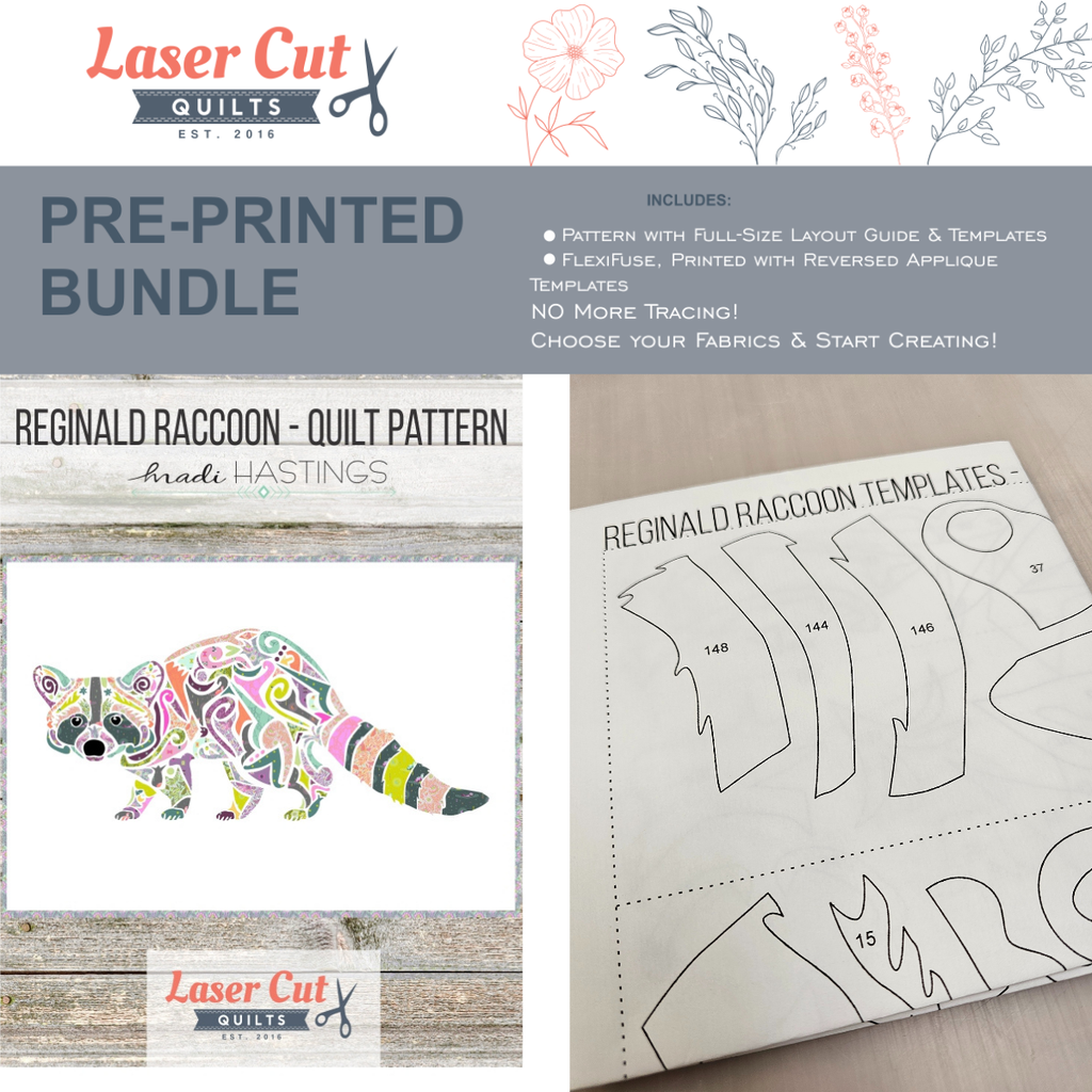 Bundle: Pattern and Preprinted FlexiFuse: "Reginald Raccoon" by Madi Hastings