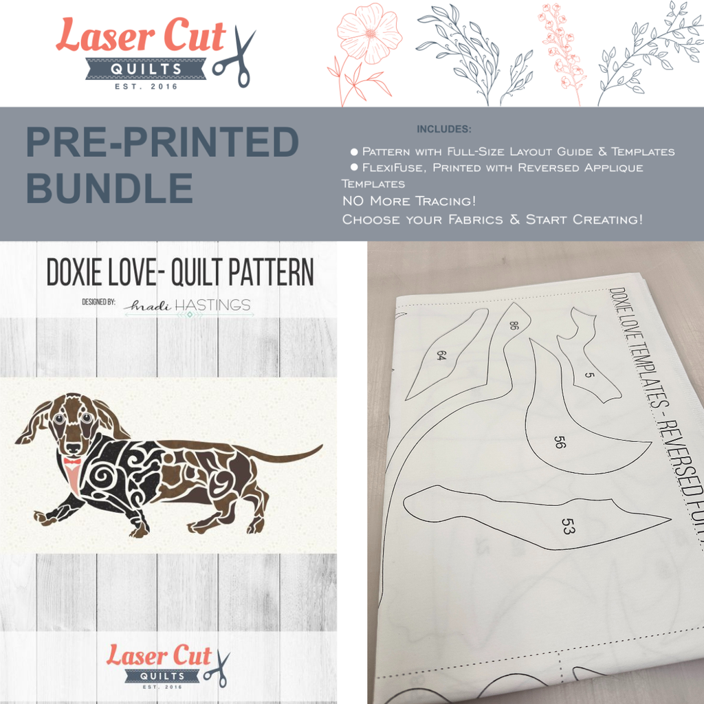 Bundle: Pattern and Preprinted FlexiFuse: "Doxie Love" by Madi Hastings