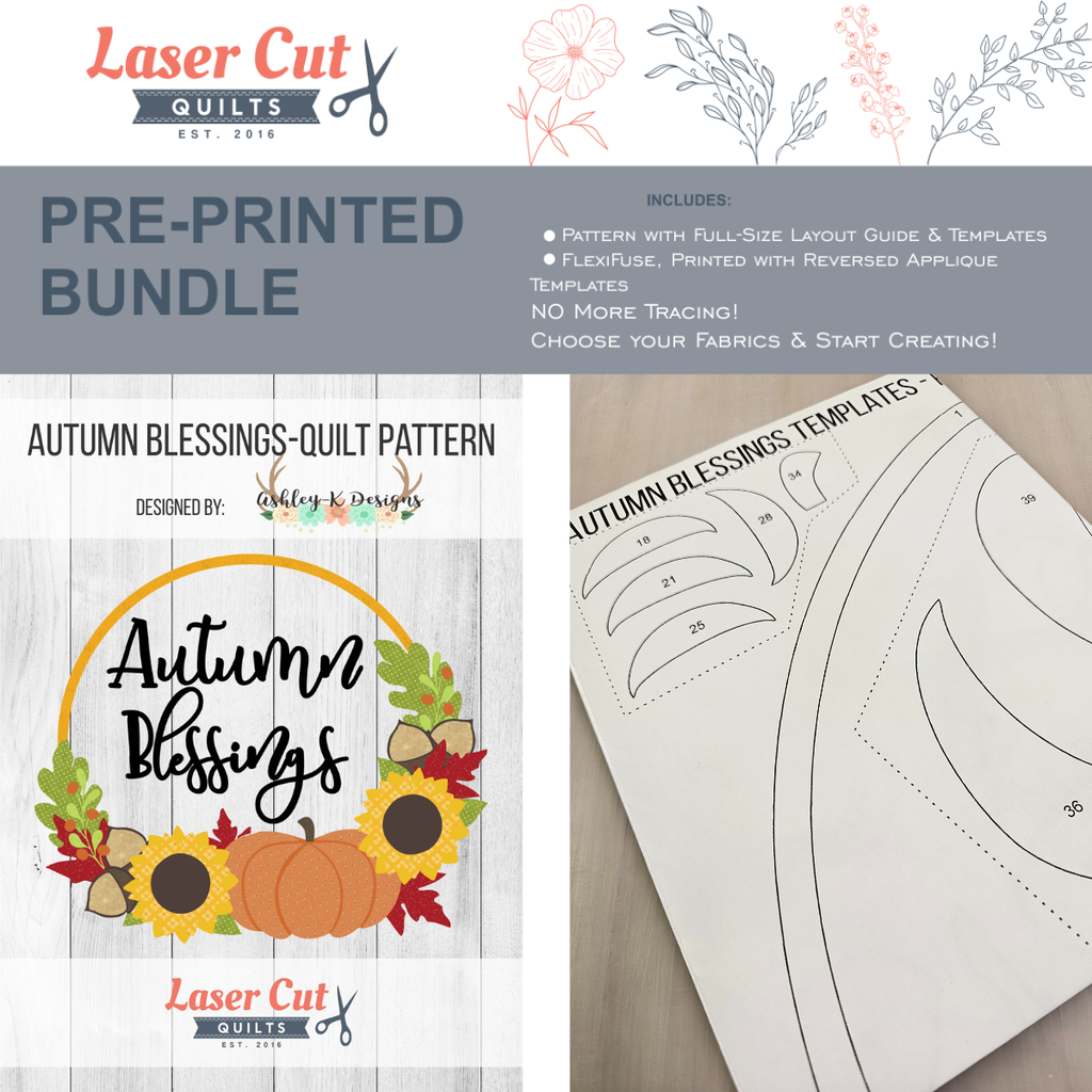 Bundle: Pattern and Preprinted FlexiFuse: "Autumn Blessings" by Ashley-K Designs