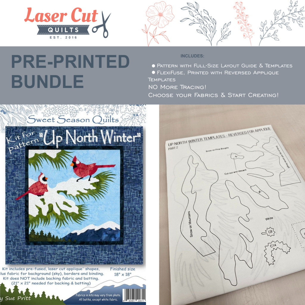 Bundle: Pattern and Preprinted FlexiFuse: "Up North Winter" by Sue Pritt of Sweet Season Quilts