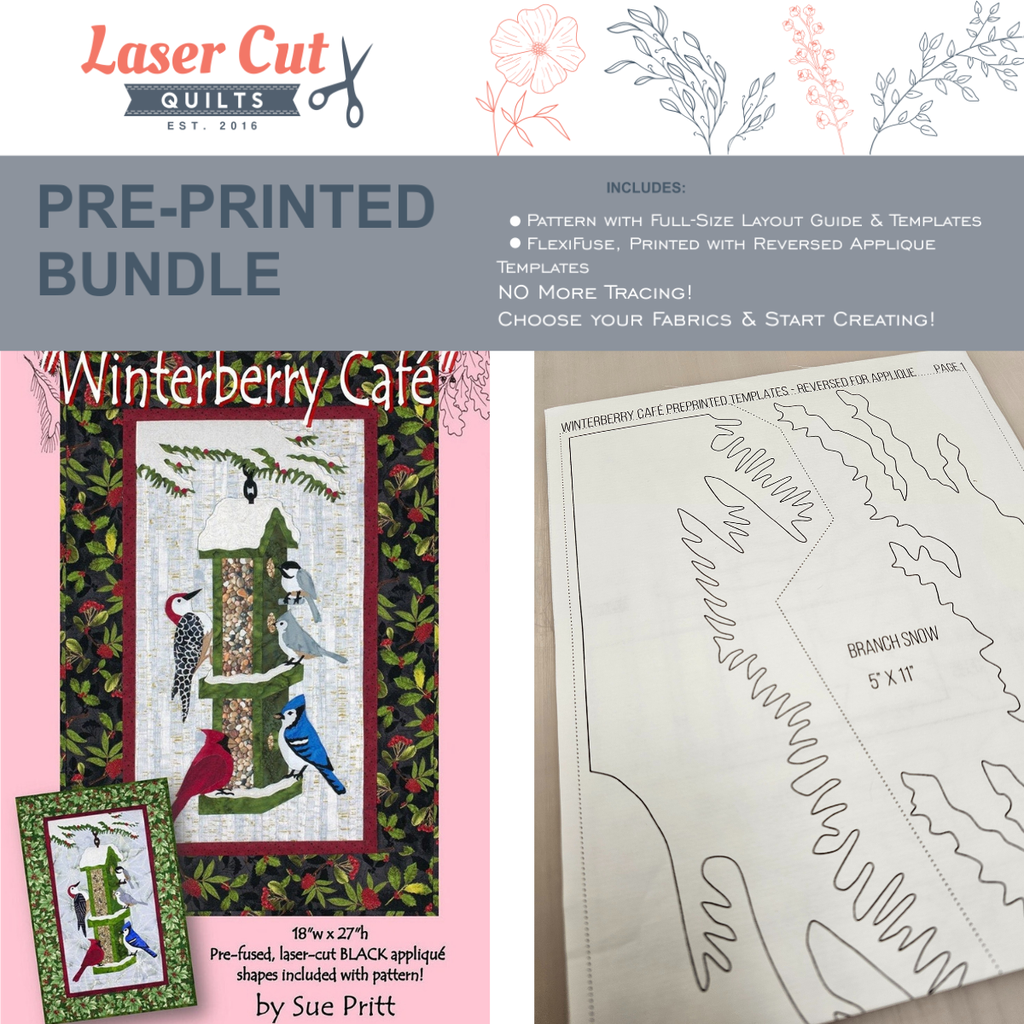 Bundle: Pattern and Preprinted FlexiFuse: "Winterberry Cafe" by Sue Pritt