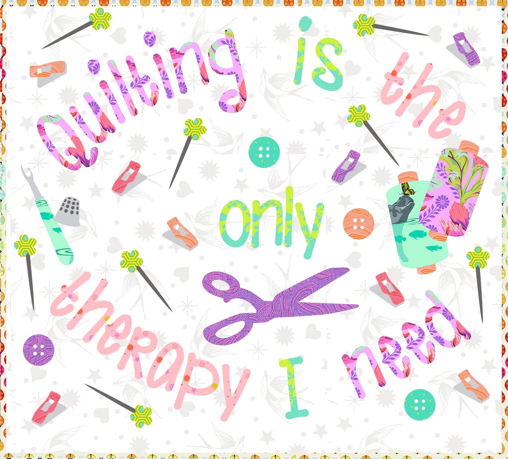 Laser-cut Kit: "Quilting is the Only Therapy I Need" by Ashley-K Designs