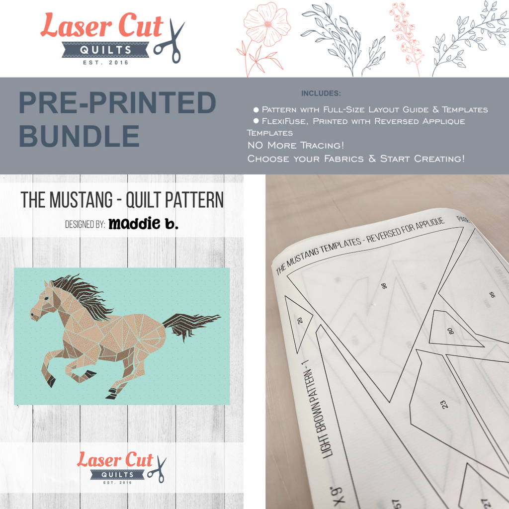 Bundle: Pattern and Preprinted FlexiFuse: "The Mustang" by Maddie B.