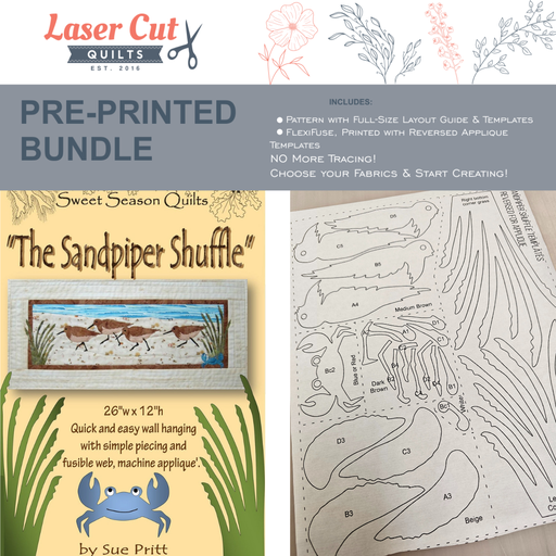 Bundle: Pattern and Preprinted FlexiFuse: "The Sandpiper Shuffle" by Sue Pritt