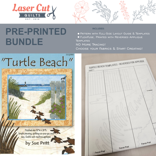 Bundle: Pattern and Preprinted FlexiFuse: "Turtle Beach" by Sue Pritt of Sweet Season Quilts