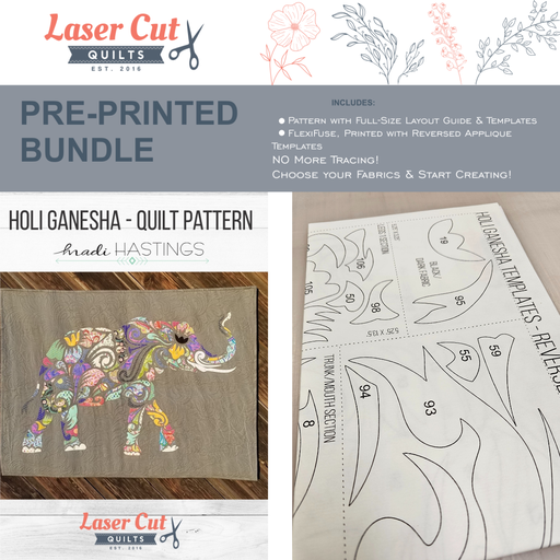 Bundle: Pattern and Preprinted FlexiFuse: "Holi Ganesha" by Madi Hastings