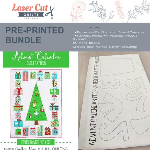 Bundle: Pattern and Preprinted FlexiFuse: "Advent Calendar Quilt" by Cynthia Muir of Ahhh Quilting