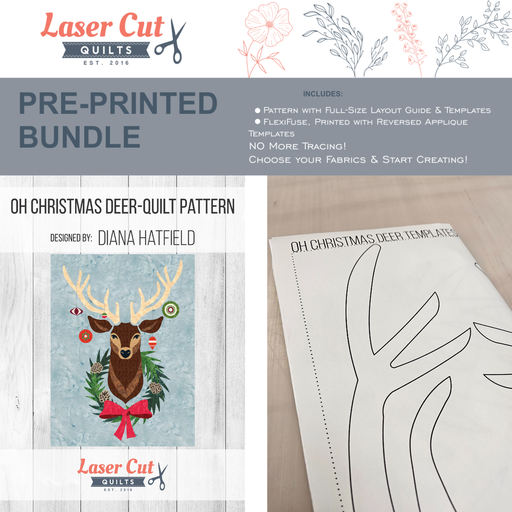 Bundle: Pattern and Preprinted FlexiFuse: "Oh Christmas Deer" by Diana Hatfield