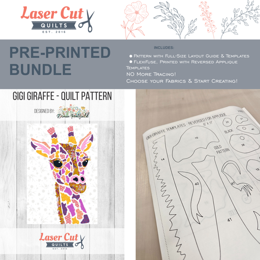 Bundle: Pattern and Preprinted FlexiFuse: "Gigi Giraffe" by Diana Hatfield